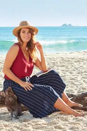 The Side Split Stripe Culotte--BIRDK-912