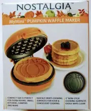 Nostalgia MyMini Pumpkin Pattern Waffle Maker Compact Sz 5” Non-Stick NEW