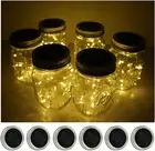 Decorman Solar Mason Jar Lid Lights, 6 Pack 10 LED Waterproof Warm White