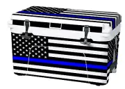 Vinyl Cooler Wrap Fits RTIC 52 Cooler | Decal Skin FULL Blue Line American Flag