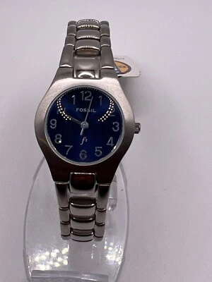 Vintage FOSSIL Quartz Women Watch Steel Braclet ~new battery