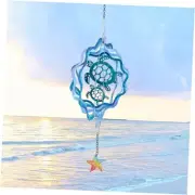 Sea Turtle Hanging Wind Spinners - 12 Inch 3D Kinetic Outdoor Large Metal Wind