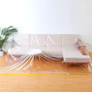 [HDBHBH] 146"/12ft Heavy Duty Waterproof Sofa Cover, Clear Protector for Pets & Moving - Cat Scratch Proof Furniture Cover for Sectional L-Shape, Extra Large Bed & Sofa Protector