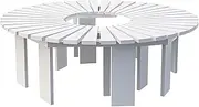 Wooden Garden Bench, Backless Garden Tree Benches Wrap Around 3 Seater Outdoor Furniture Seating Weatherproof Park Patio Bench Seat, White(Round)