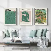 Flower Market, Matisse Print, Yayoi Kusama 3 sets Poster Wall Art