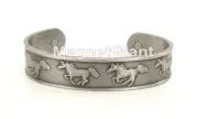 Horses - Silver plating on Solid Copper Magnetic Bangle Bracelet Cuff - BG53S