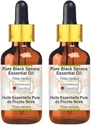 Greenwood Essential Pure Black Spruce Essential Oil (Picea mariana) with Glass Dropper Natural Therapeutic Grade Steam Distilled (Pack of Two) 100ml X 2 (6.76 oz)