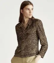 POLO RALPH LAUREN GOLD BRONZE METALLIC SEQUINS CROP JACKET BLAZER MSRP $998 SZ2