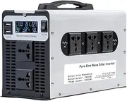 3000 Watts Pure Sine Wave Power Inverter, 12V 24V 48V 60V 72V DC to 120V/220V AC Converter with 5 AC Outlets for Home Appliances, RV Camping, Off-Grid Solar,72V to 230V