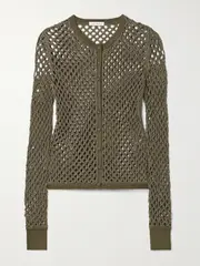 [Diotima] Diotima - Zora Bead-embellished Crocheted Cotton-blend Cardigan - Light green - 1 1 Green