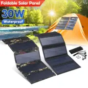 30W Folding Solar Mat Black/Green Silicon Blanket Solar Panel Kit Camp Charger