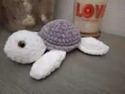 Crochet Sea Turtle Sparkling Grey And White Amigurumi Handmade NEW