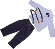 [BESPORTBLE] Toddler Gentleman Outfit Long Sleeve Dress Shirt Overalls Bow Tie Comfortable Stylish Baby Suit