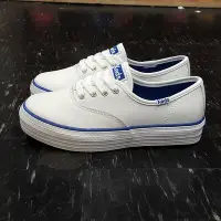 在飛比找Yahoo!奇摩拍賣優惠-Keds 童鞋 小朋友 白色 全白 藍色 白藍 藍邊 皮革 