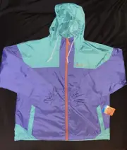 New Columbia Flash Challenger Windbreaker Classic 80s Purple Aqua Mens Size 2XL