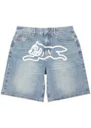 Ice Cream Running Dog Printed Denim Shorts - M M