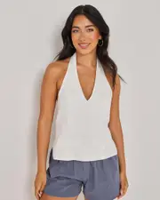 [Mint Vanilla] Mint Vanilla Women's Jayda Halter Top in White Size 10 10 White