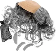 3pcs Bald Wig Look Halloween Costumes for Adults Mens Wigs Curly Wigs Mens Hair Wig Wigs for Men Half Bald Wig Old Man Costume Adult Baldness Wig Bald Man Wig Old Man Wig Polyester