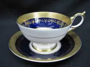 Aynsley GEORGIAN COBALT SMOOTH Tea Cup & Saucer Set 7348; Mint