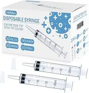 50 Pack 20mL Syringes with Catheter Tip and Cap Plastic Large Syringes for Liquids, Jello shot Party, Medicine Student, Oral, Scientific Labs, Measuring, Dispensing, Home Care