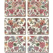 Country Kitchen Jacobean Lily Cinnamon Cork Backed Drink Coasters Set 6