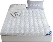 Tatami Mattress Futon Mattress, Quilted Single Twin King Queen Mattress Pad for Student Dormitory, Home, Bed 5cm Thicken Cotton Soft Mattress Topper,White,200x220cm(79x87inch)