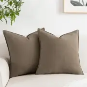 Light Brown Linen Throw Pillow Covers 18x18 Inch Natural Soft Modern Accent