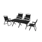 Folding Camping 1 Pc Table And 4 Pcs Chair Set Black And Oak