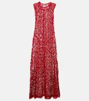 [Norma Kamali] Norma Kamali Open-knit cotton-blend maxi dress AU 16 red
