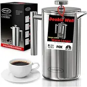 Double Wall Stainless Steel French Coffee Press, 1 Litre, SSFCP-1-1L