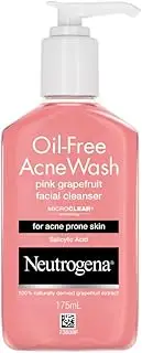 Neutrogena Oil Free Acne Wash Pink Grapefruit Face Cleanser 175ml|For acne-prone skin|With Salicylic Acid|Eliminates oil & dirt|Clears breakouts & blackheads|Doesn’t over-dry the skin|Prevents pimples