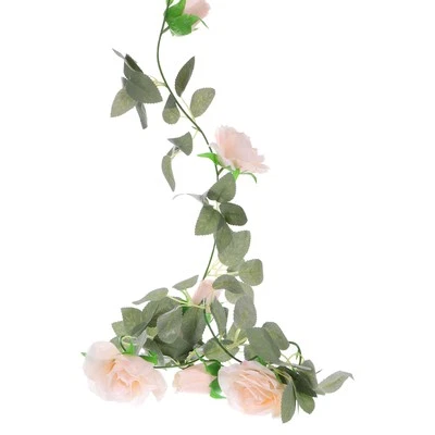 6pcs Artificial Rose Flowers Garland Vine Silk Wildflower Garland, Champagne