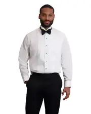 Neil Allyn White Pique Wingtip Tuxedo Shirt with Barrell Cuffs