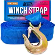 Boat Trailer Winch Strap with Hook Bow Boat Winch Strap Replacement for Hand Cra
