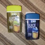 Lot of 2 Joie Juice on the Go Reusable Plastic Juice Box Containers with Straw