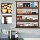 Rustic Floating Shelf Spice Rack Holder Herb Jars Stand Wall Hanging Tabletop