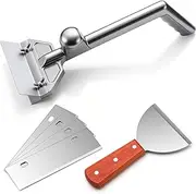 Lasnten Griddle Scraper Heavy Duty Grill Scraper Commercial Griddle Scraper Set with 4 Blades Cast Aluminum Flat Top Grill Scraper with Small Beveled Edge Grill Scraper for Restaurants, Bars, Diners