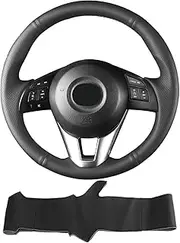 Yeolpise Hand Sewn Microfiber Leather Steering Wheel Cover on Wrap,Fit for Mazda 3 2014-2016 Mazda 6 2014-2016 Mazda 2 2015-2017 CX-3 2016-2017 CX-5 2013-2016 for Scion iA 2017