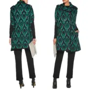 M MISSONI Plush Wool Blend Jacquard Sleeveless Double-breasted Coat Cape S $1700