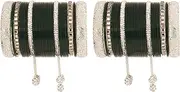 [Efulgenz] Indian Bridal Bangle Set for Women Punjabi Chuda Acrylic Bangle Set for Wedding Chura Bangles Faux Kundan CZ Crystal Bridal Dulhan Choora Bangle Set Bracelet Fashion Jewelry