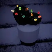TWO Ceramic Christmas Tree Cactus Succulent Light Up Nostalgic Lighted, 5.5" NIB