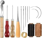 Leather Crafting Kit | Professional Leather Craft Kit,Ergonomic Thread Needle Awl Hole Punch for Leathercraft Repair