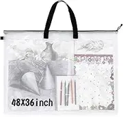 Tenceur 36 x 48 Inch Art Portfolio Case Large Art Portfolio Bag Portfolio Folder for Artwork Poster Storage Bag with Handle Artist Supply Organizer for Bulletin Board Holder(Black, 1 Pc)