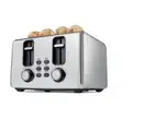 4 Slice Toaster - Silver Stainless Steel Browned Toast High Lift Kitchen