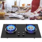 29.5in 4.5KW 2800Pa Double Burner Liquefied Gas Stove Frosted Glass Top Kitchen