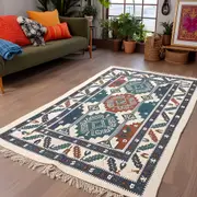 Boho Geometric Kilim Rug � 120x180cm Tribal Cotton Flatweave