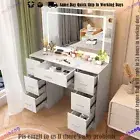 Makeup Vanity Set with LED Mirror Large Dressing Table with 7 Drawers Dresser