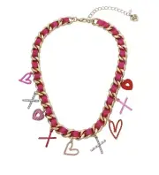 $78 BETSEY JOHNSON XOXO HEART CHARM Necklace Bp1p
