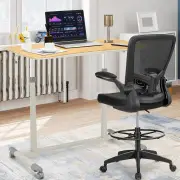 CostwayMobile Height Adjustable Sit to Stand Up Computer Desk with Lockable Wheels