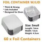 60x Foil Containers w Lid 14x12cm Oven Baking Trays Pan Food BBQ Takeaway Small